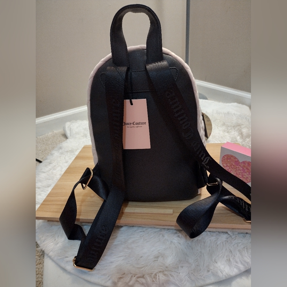 Juicy Couture 🩷 ✨ Pink Clay/Chocolate Royal Moment Medium Backpack Purse 🆕 - Picture 5 of 13